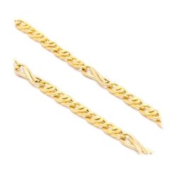 Pulseira Malha Olho de Tigre Bicolor em Ouro 18 kilates - 22904